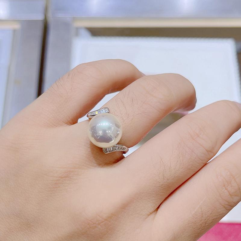 9-10 mm Naturalna Biała Perła Słodkowodna Modny Prosty Pierścionek ze Srebra Próby 925 Delikatna Biżuteria Ślubna dla Kobiet