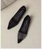 European Station 2025 Spring and Summer New Temperament French Pointed Rhinestone Low Heel Word with Shallow Mouth Versatile Single Shoes Women
