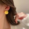 New Trendy Charm Yellow Acrylic Ball Stud Earrings for Women Classic Temperament Geometry Korean Earrings Jewelry Accessories