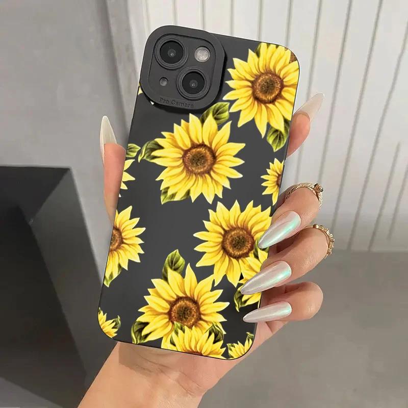 Cute Sunflower Silicone Phone Case For  Redmi 12 4G 13C Redmi Note 13 12 11 Pro Plus 13 12S 11S 11 10S 10 Shockproof Cover