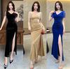 New Evening Dress Women's High-end Sexy Low-cut Dress Women's Thin Temperament V-neck Long Dress