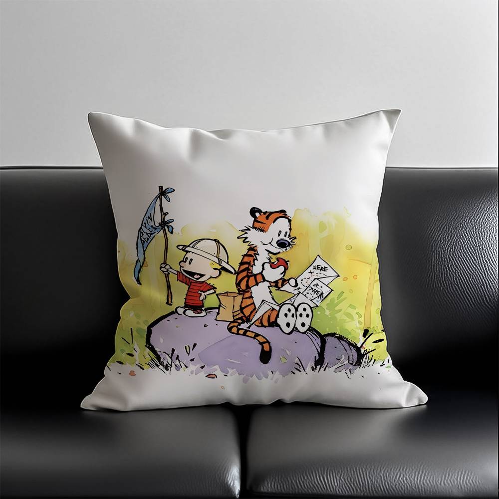 

Cartoon CCalvin and HHobbesES Pillow Case SkinFriendly And Comfortable Fabric Pillowcase Lnvisible Lilky Zipper 30X30cm