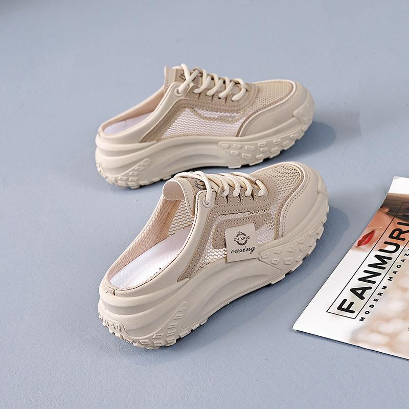 Fashion Casual half slipper women's shoes for summer wear one foot lazy shoes new versatile comfortable mesh sandals