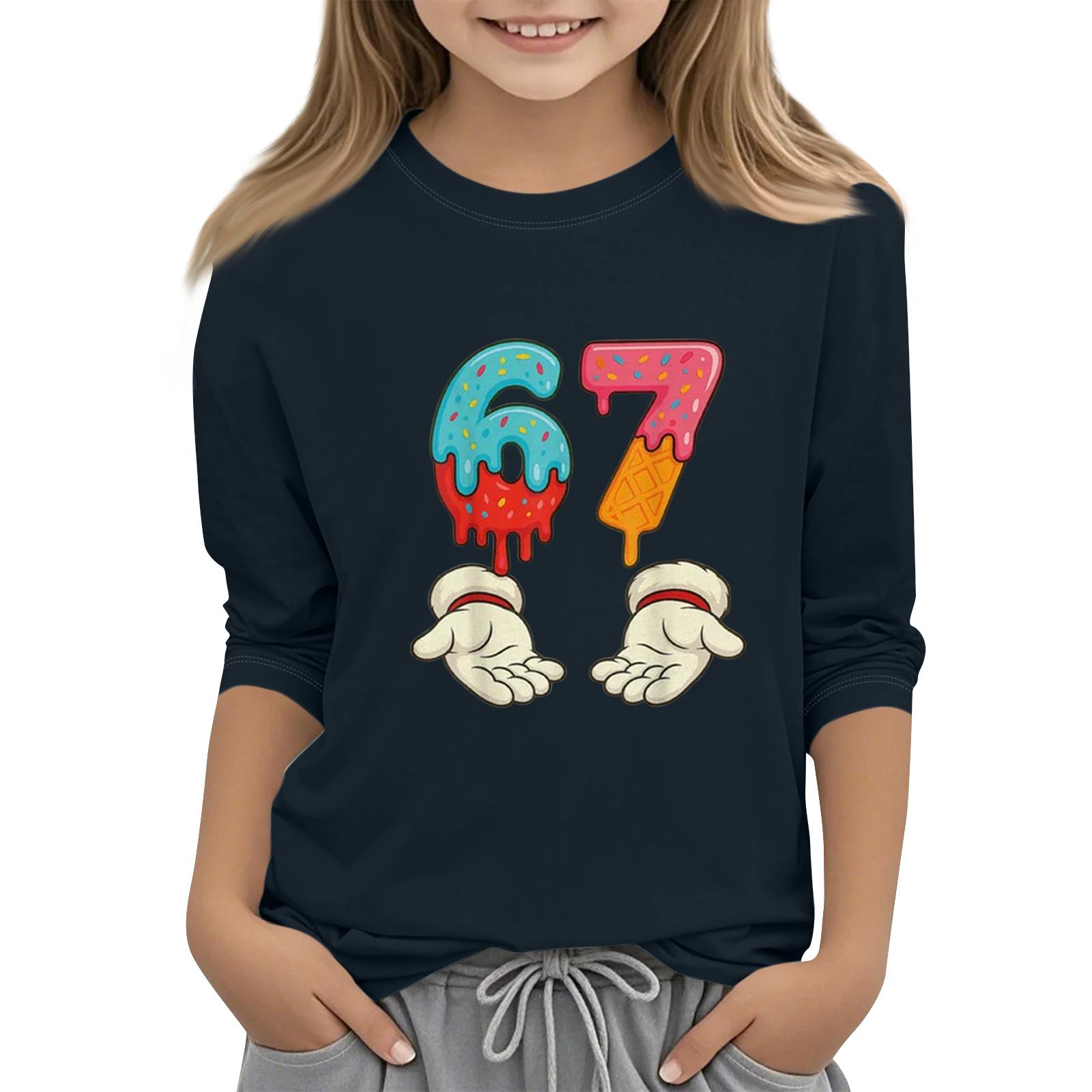 

Детская мода Футболка с рукавом три четверти, круглым вырезом, с принтом, повседневный топ 130 тёмно-синий