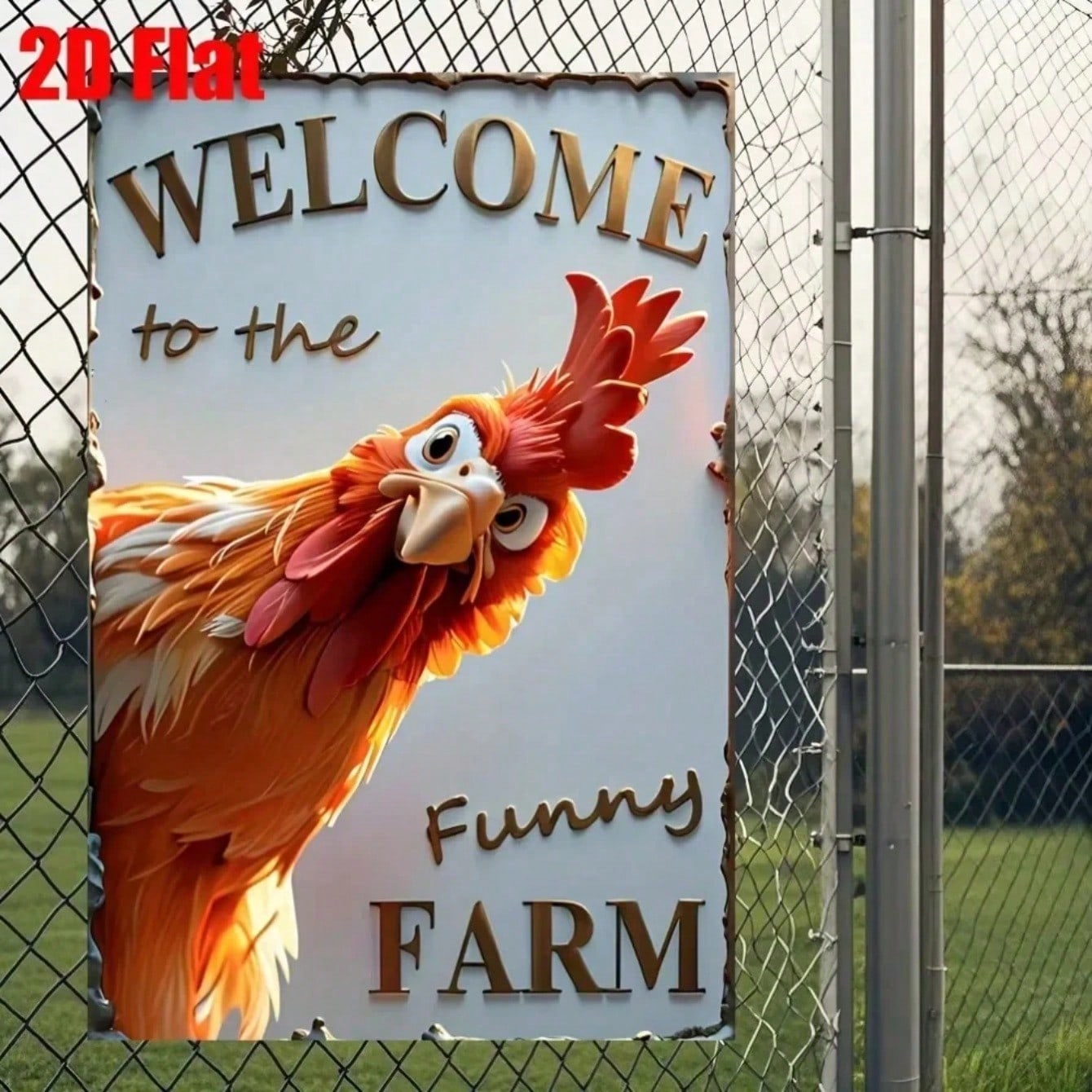 

Vintage Rooster Metal Wall Art Sign 2D Flat Farmhouse Decor Indoor Outdoor 12x8 Inch Rustic Iron Plaque TYA23358-30x20cm різнокольоровий