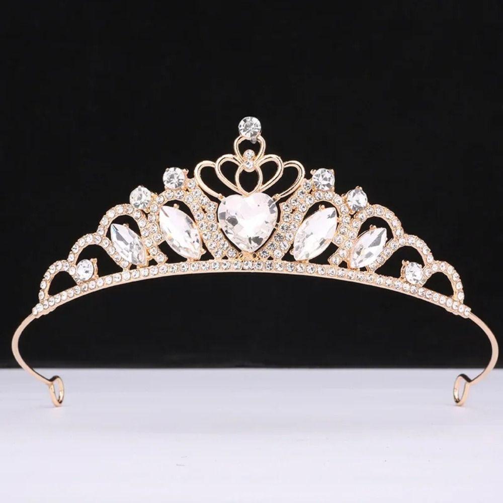 Bling Bling Crystal Headpiece Crown Heart-Shaped Children's Crown  Ballet Performance