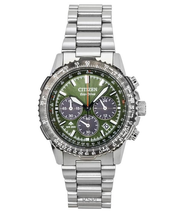 

Мужские часы Citizen Promaster Sky Chronograph из нержавеющей стали с зеленым циферблатом Eco-Drive для дайверов CA4664-60W 200M зелёный