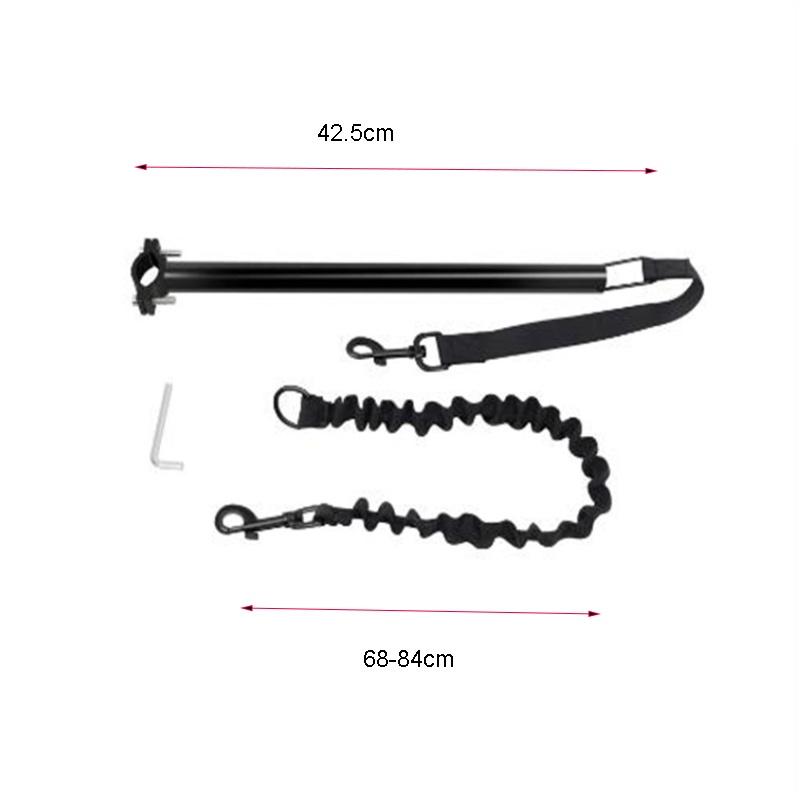 Vodítko pro psa na kolo s elastickým tlumičem nárazů Pevná ocelová trubka a nylonový materiál Černá