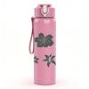 1PC Grey Flower Star Set 750ml Color Plastic Sports Water Bottle Leakproof Flip Straw Lid Suitable for Sports Office Home Use