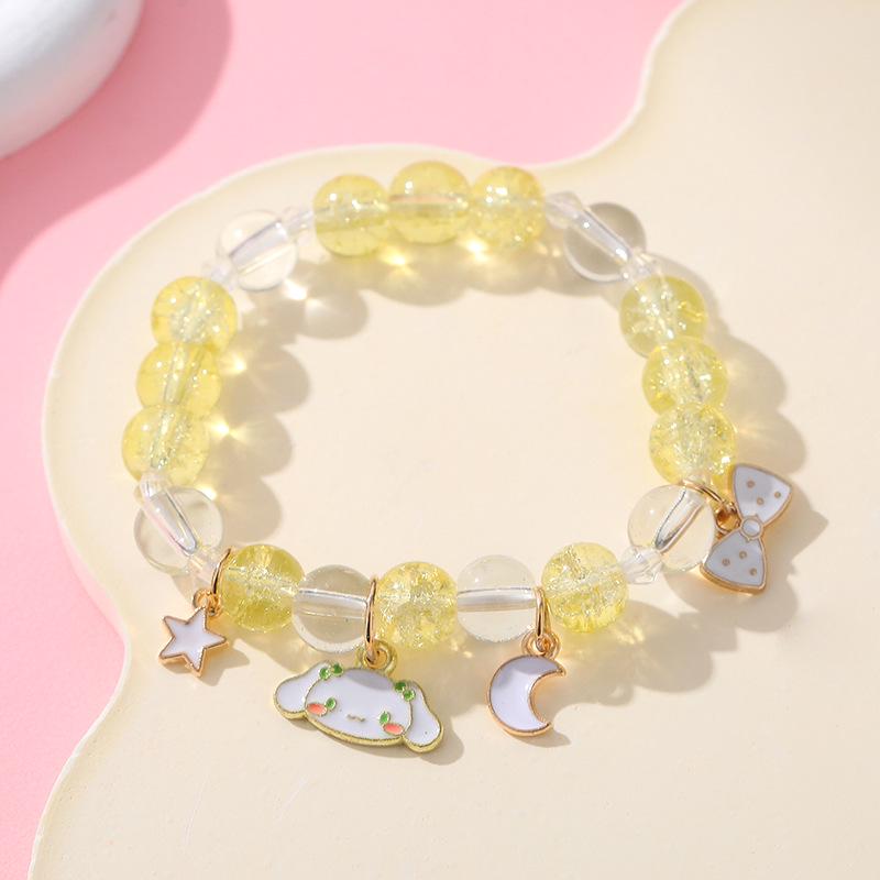 Sanrio Cinnamoroll Crystal Beaded Bracelet - Handmade Cartoon Gift for Female Students, Friends, and Couples.