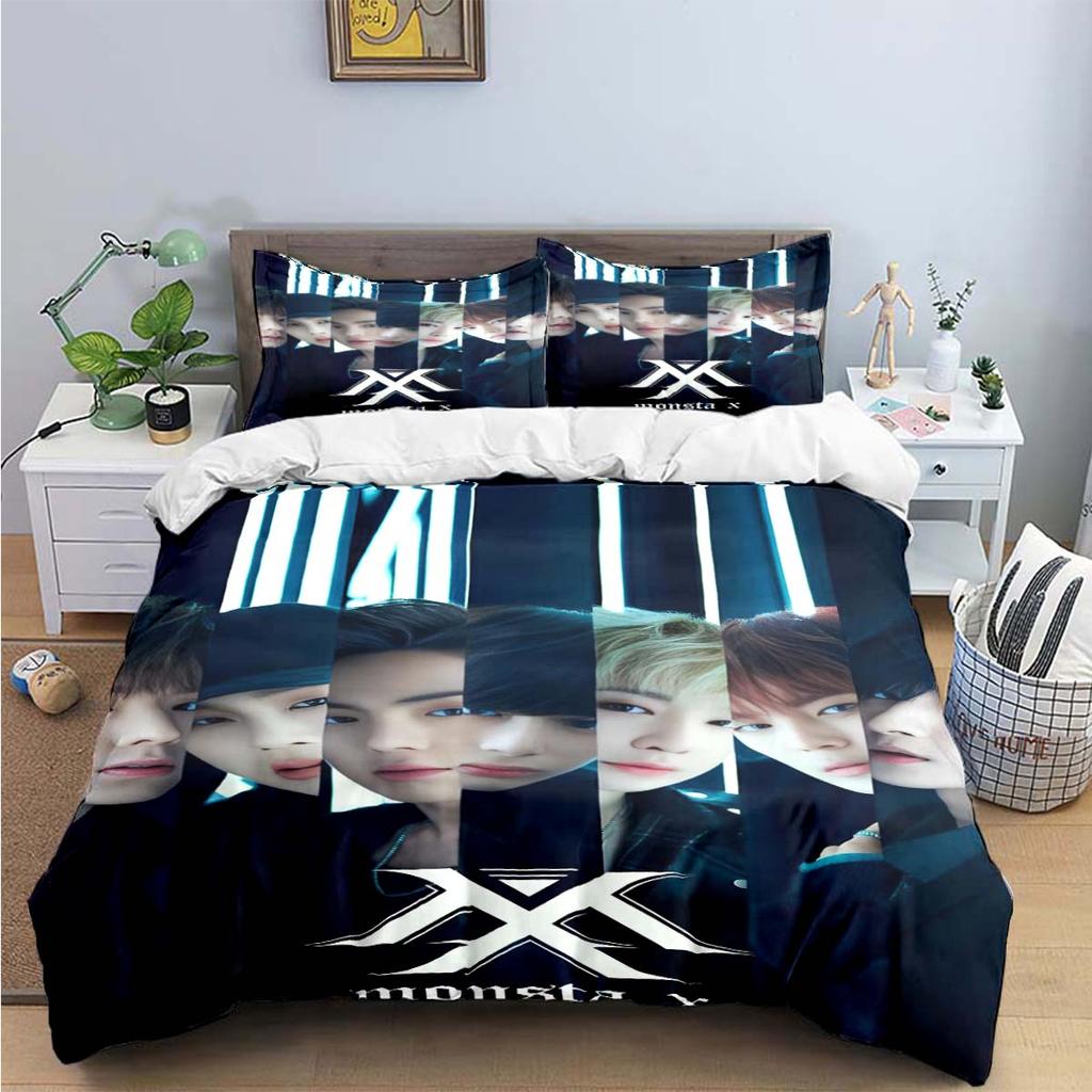 Comforter Fashion K-Pop Singer M-Monstas X Bedding Sets Exquisite Bed Supplies Set Bed Comforter Set Bedding Set Kids Gift