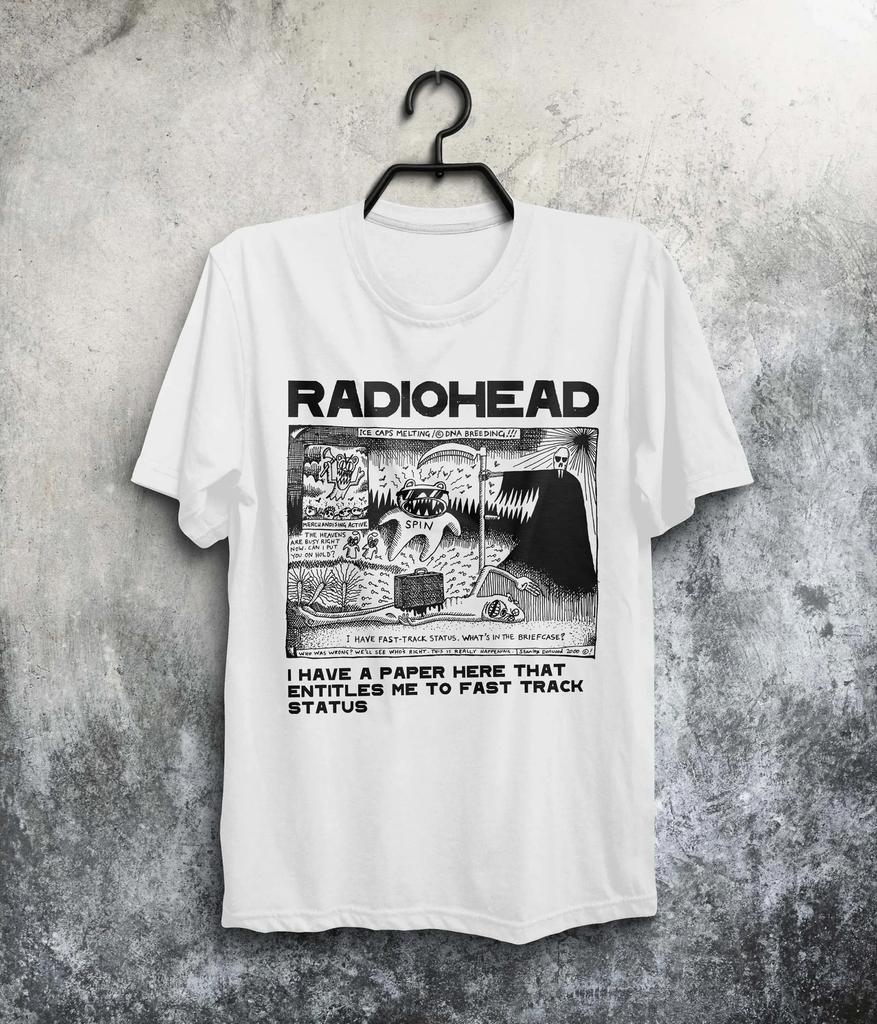 New Cotton Print Super Elastic Casual RADIOHEAD THE BENDS Vintage Unisex T-shirt Casual Print Round Neck Loose Oversize T-shirt