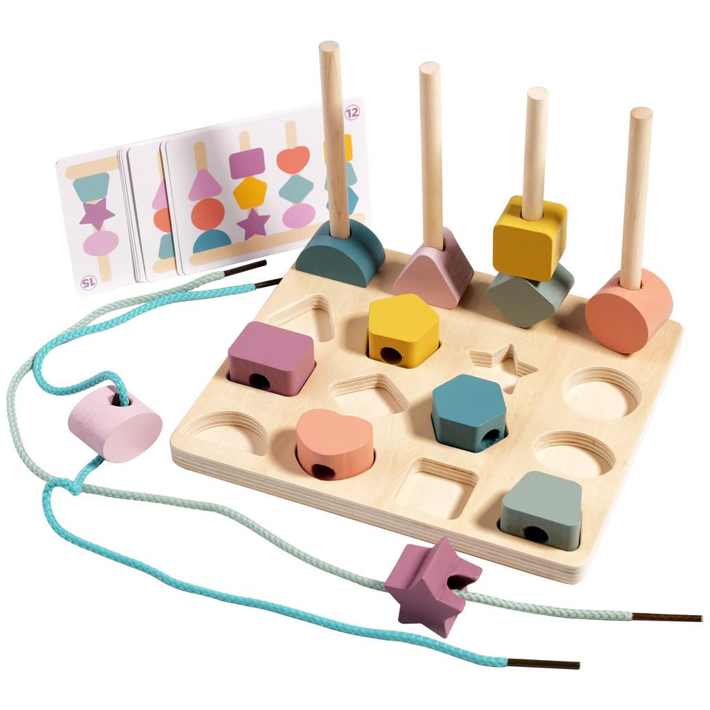 Shape Geometric Wooden Matching Color Recognition Threading Block Building