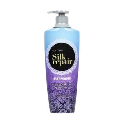 Elastine Silk Repair Conditioner 550ml | Baby Powder Scent | Silk Protein & Argan Oil Deep Treatment for Damaged, Dry, or Frizzy Hair
