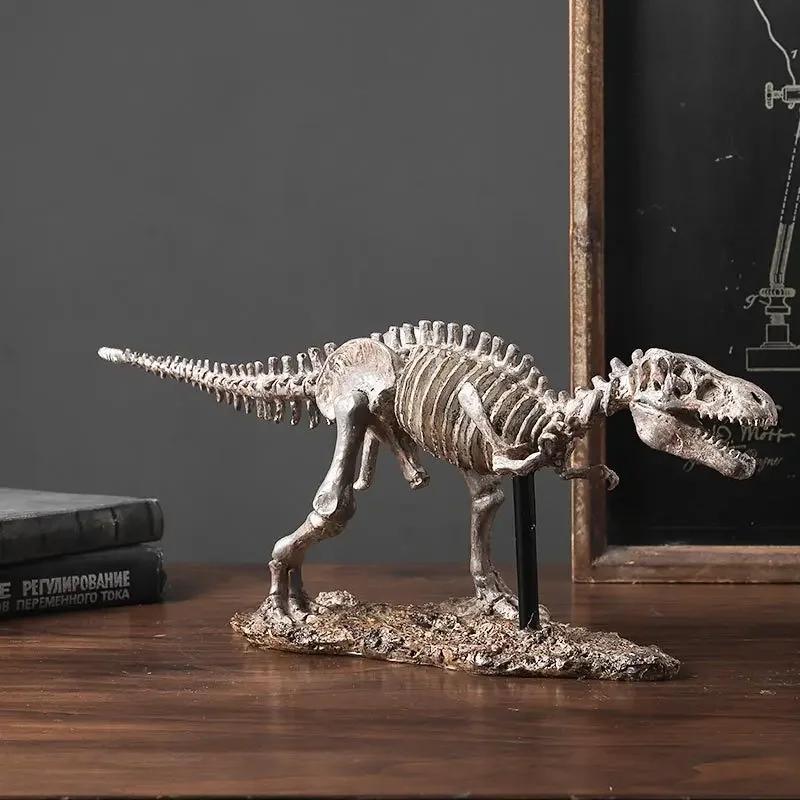 Aesthetic T-Rex Bones Figure Resin Tyrannosaurus Rex Fossil Statue Skeleton Dinosaur Sculpture Livingroom Decoration Accessories