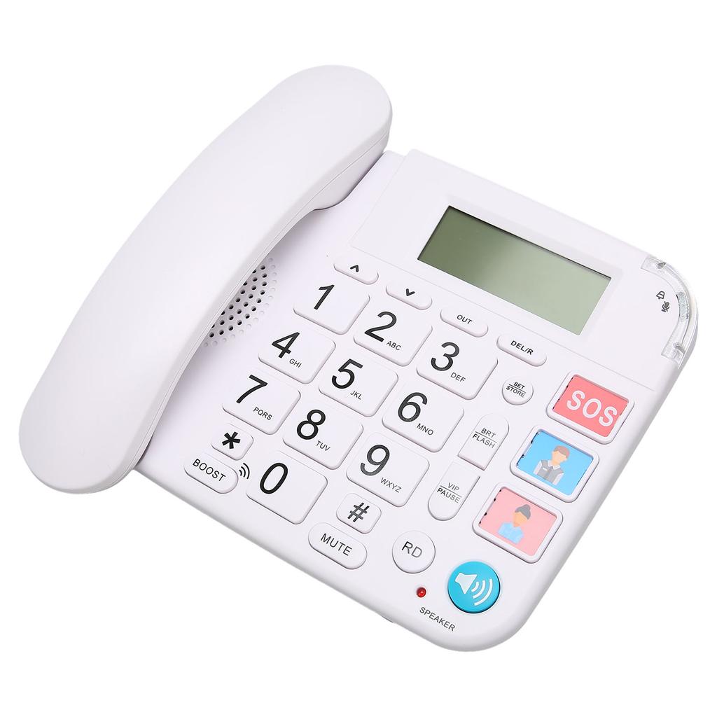 Home Corded Phone LCD Display Ringtone Volume Adjustment Big Button Landline with Speaker for Seniors