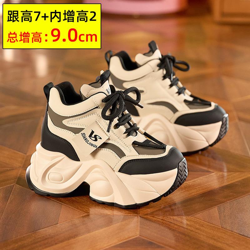 Scarpe dad europee da donna autunno e inverno velluto 2025 nuove shorty Le scarpe con plateau aumento altezza interna scarpe da donna aumento altezza 9 cm