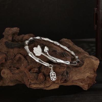 Ping An Bamboo Festival Silver Bracelet, Female Step By Step Rising, New Bamboo Bracelet for Girlfriend's Birthday Gift