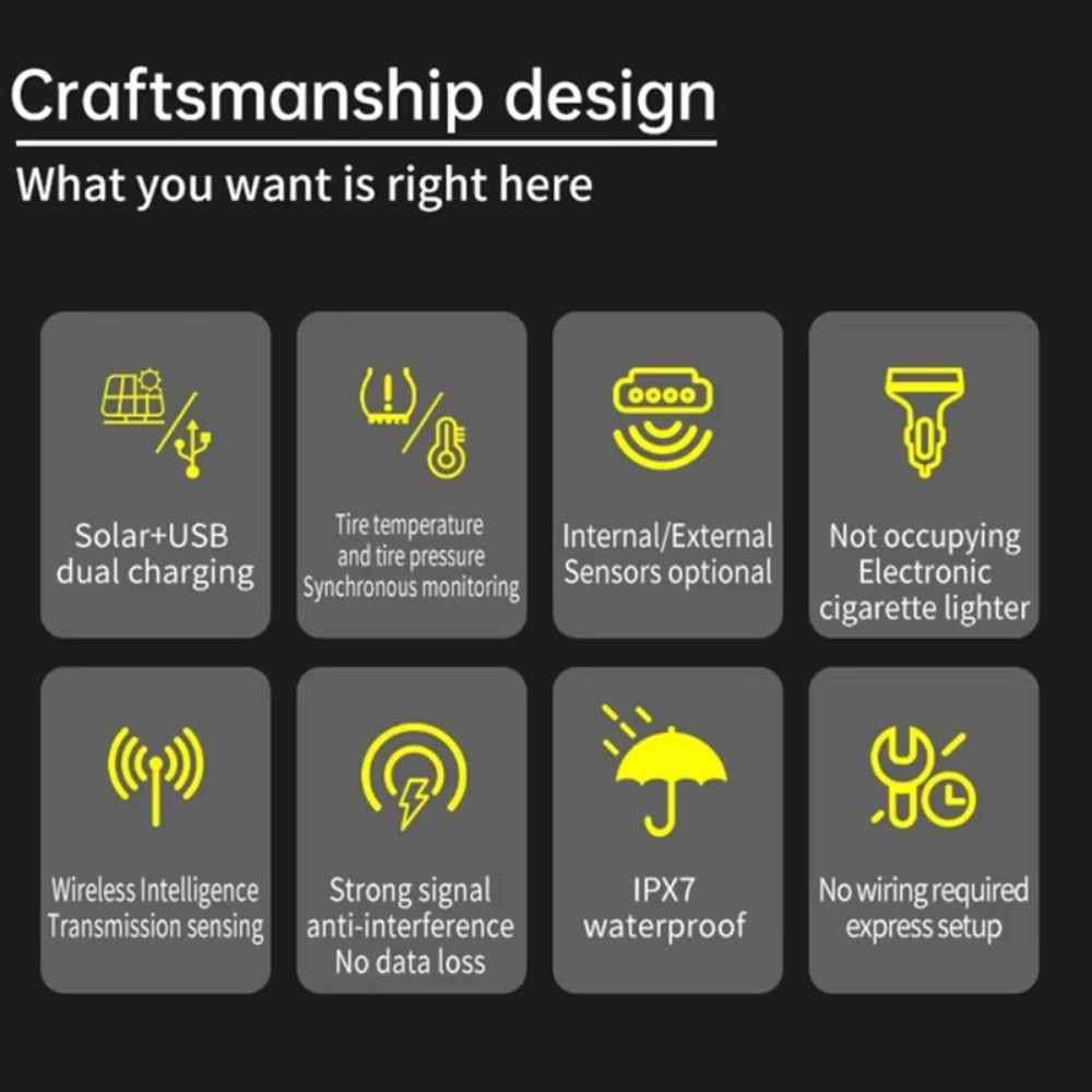 Wireless Tire Pressure Monitoring System TPMS Tire Pressure Sensors  Car Safety