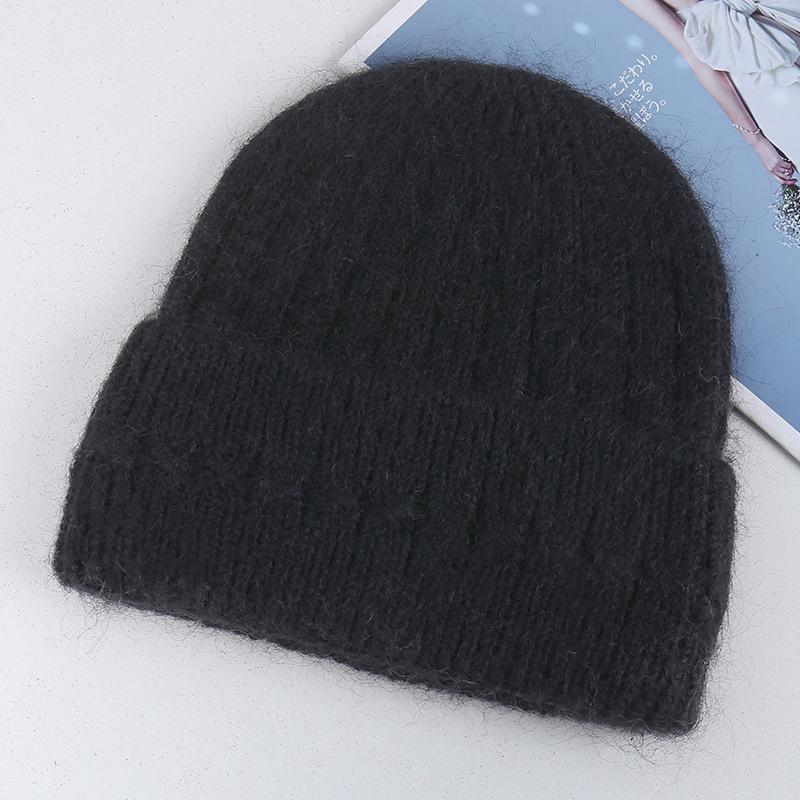 New comfortable and warm pure rabbit hair knitted wool hat source autumn and winter new white ear protection hat headcap