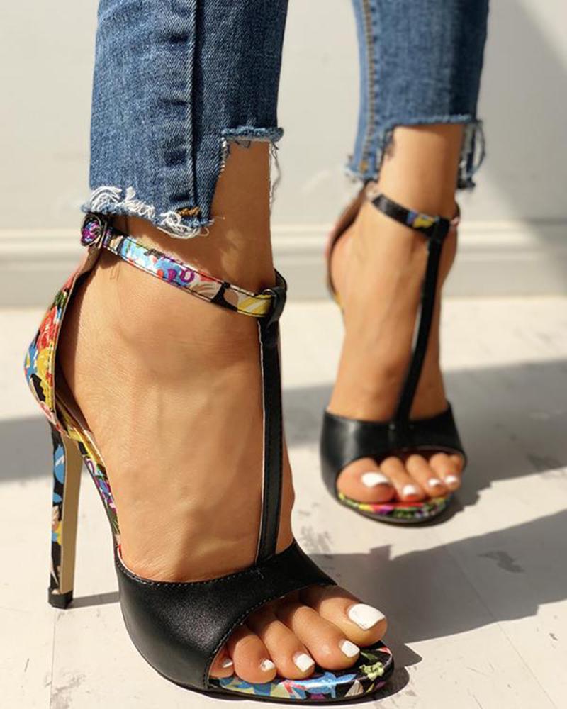 floral strap heels