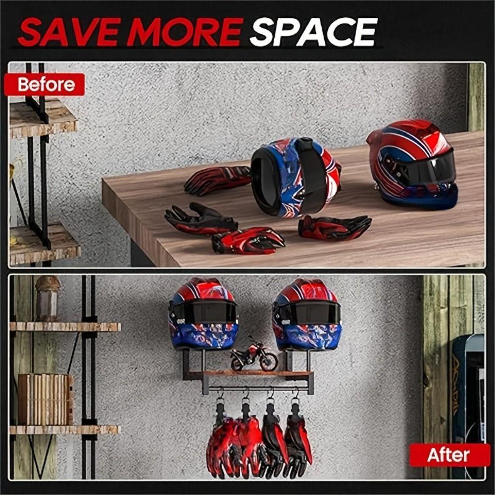 With Hooks Helmet Display Stand Wall Mount Cycling Equipment Holder  Sports Gear Accessories
