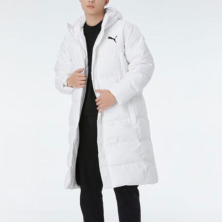 Puma Long Oversized Down Jacket With Logo Print And Hood Men Outerwear White 585403-02