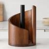 Large Capacity Wooden Paper Towel Holder Countertop Design Freestanding Base Paper Towel Stand Holder Wooden Ornament Storage