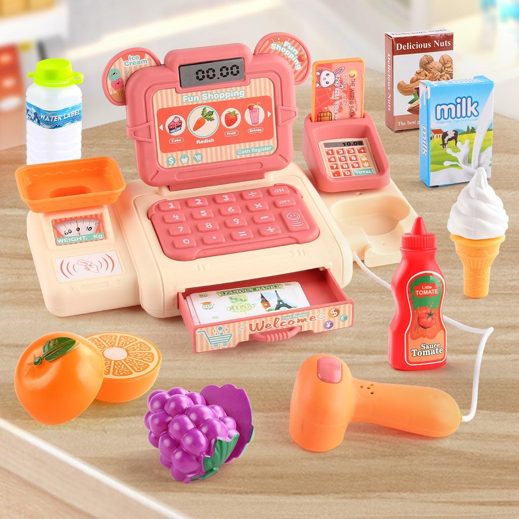 Simulation Cartoon Supermarket Cash Register Toy Home Appliance Series Children'S Play Home Role Playing Mini Cashier Model