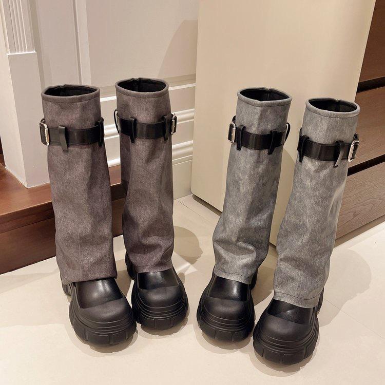 Cowboy retro trend thick heel boots women's summer 2025 new fashion thin tooling cowboy medium boots