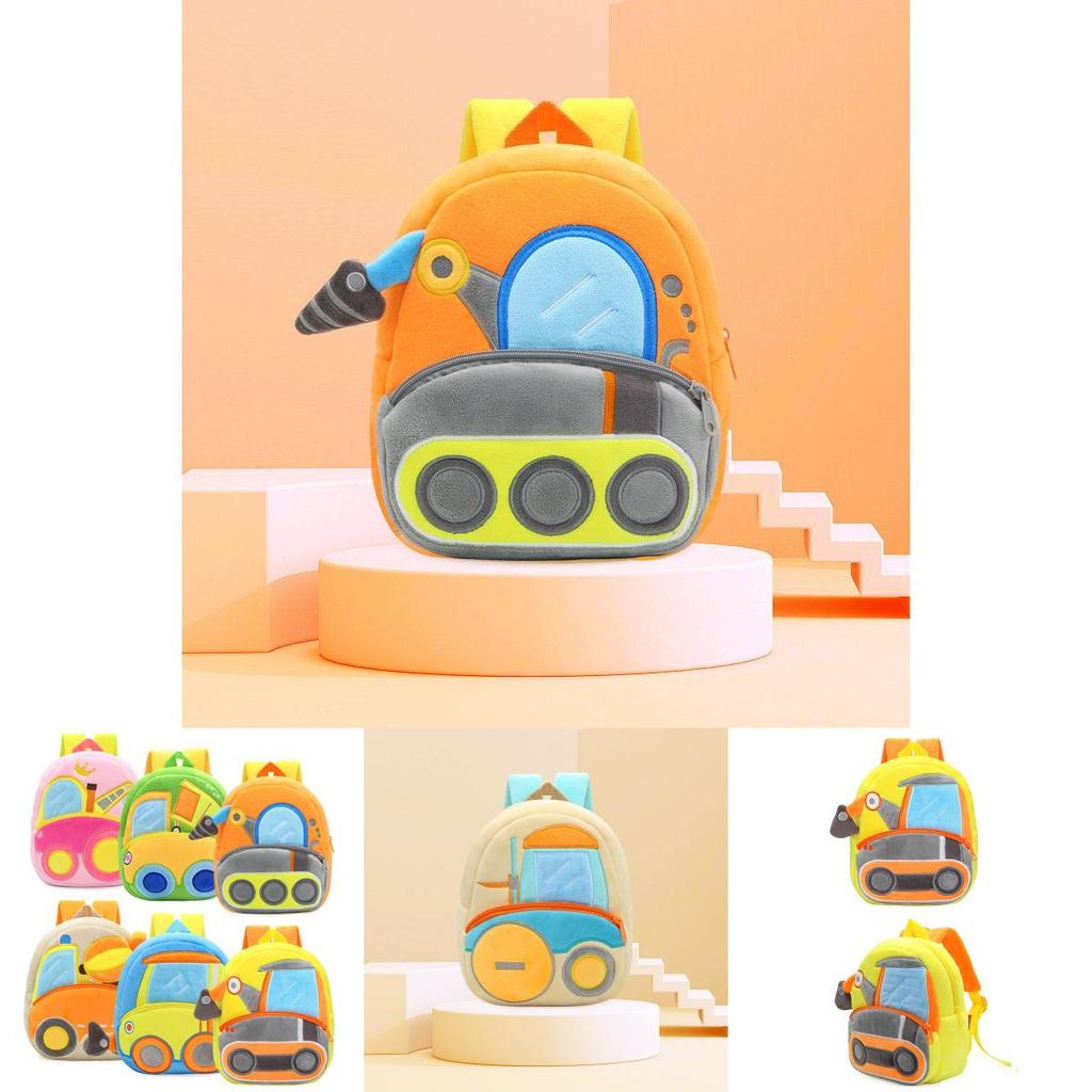 Entzückender Kinder Plüschrucksack mit Cartoon Bagger Design für Kleinkinder und Kindergarten