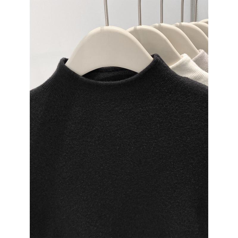 Small stand-up collar milk yellow sweater women's spring simple versatile top soft waxy inner knitted bottoming shirt