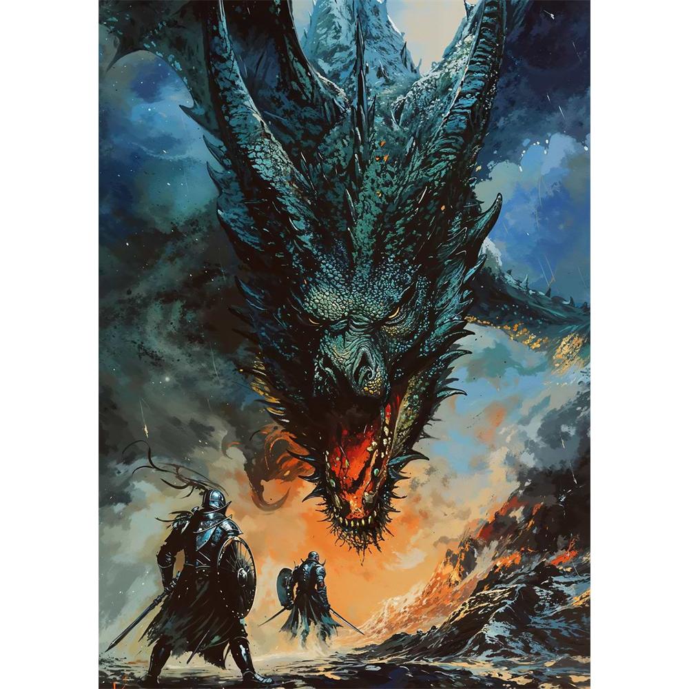 Das Erwachen des mythischen Drachen Diamantmalerei 5D DIY Kunstmuster Druck-Kit Puzzle Leinwand Mosaik-Stickerei Heimdekoration