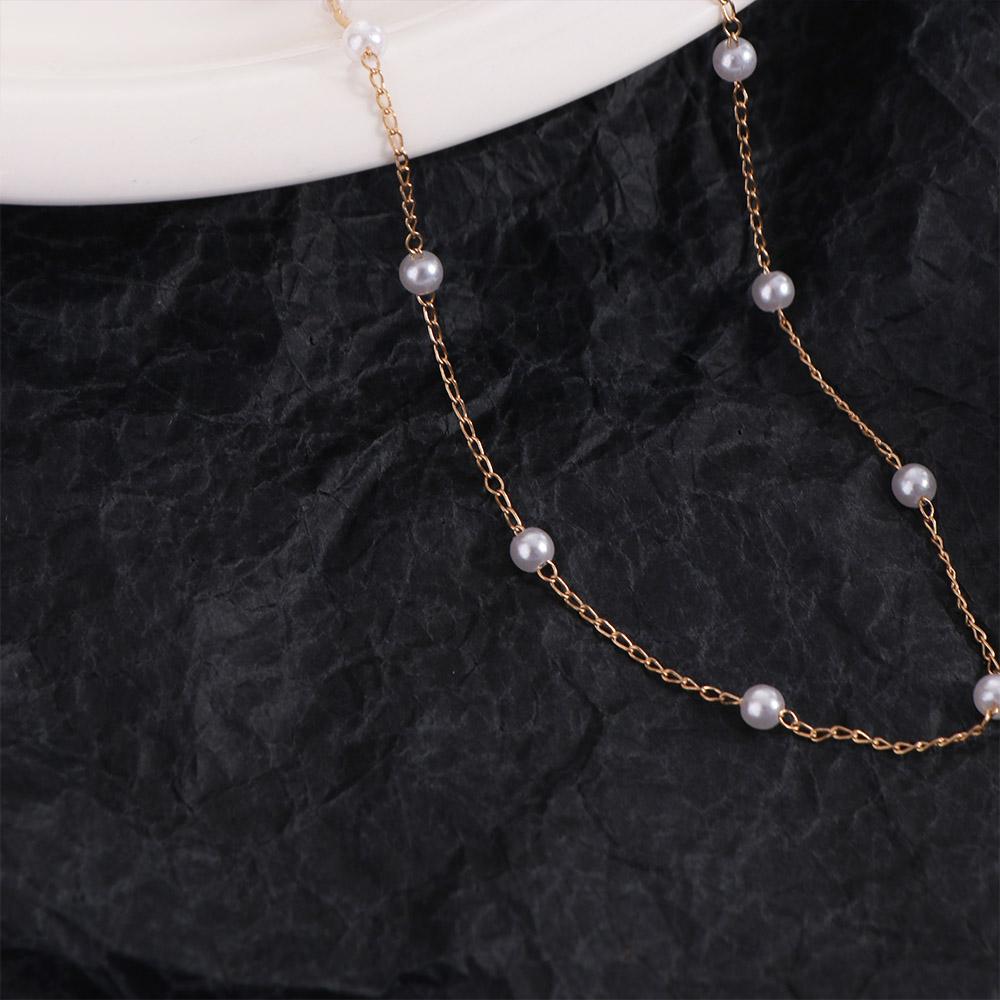 Gold Color Women's Neck Chain Korean Style Short Clavicle Necklace Pearl Choker Necklace  Gift