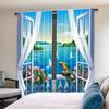 Set Of 2 Coastal Seaside Print Curtains Semi Living Room Bedroom Bathroom Decor Curtain Sheer With Rod Pocket Polyester Ideal For