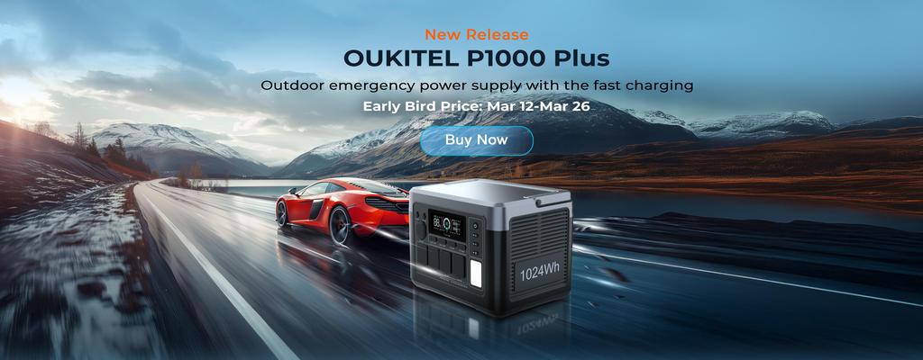 OUKITEL P1000 PLUS Tragbare Powerstation, 1800W 1024Wh Solargenerator mit LiFePO4-Akku, Schnellladung, Intelligente App-Steuerung für den Außenbereich