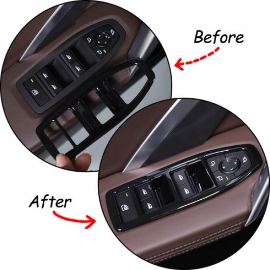 Glossy Black ABS Window Lift Switch Button Trim Frame For BMW X1 -2024