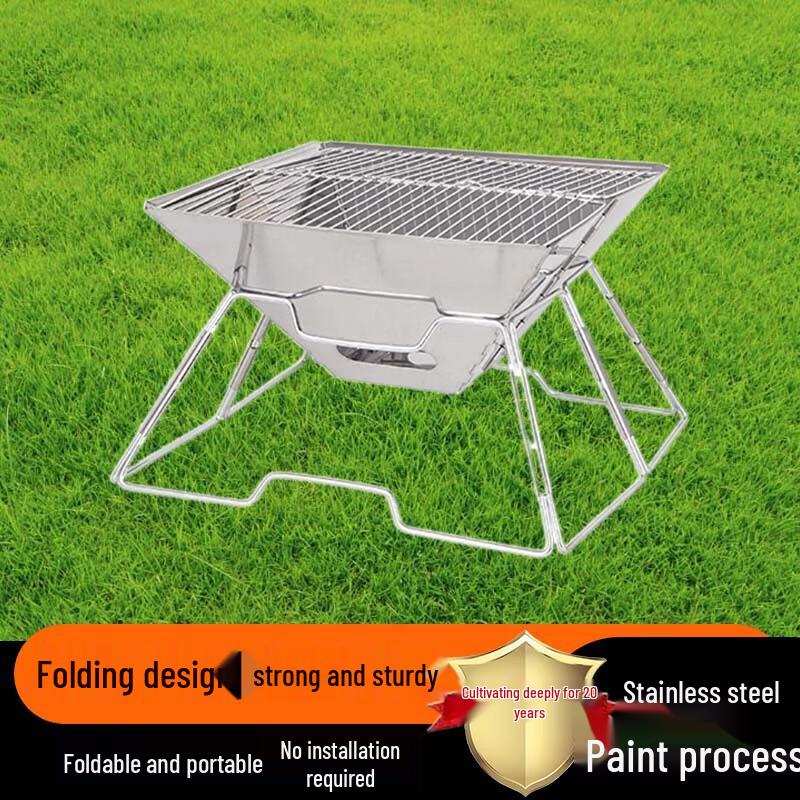 Large Portable Foldable Stainless Steel Charcoal BBQ Grill