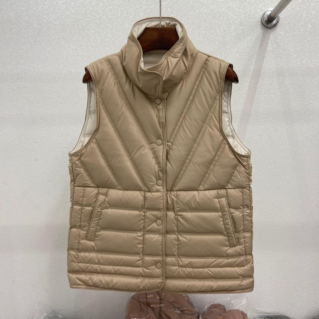 Women Light Weight Thermal Seamlessly Sleeveless Stand Collar White Duck Down Jacket All Match Reversible Chic Vest