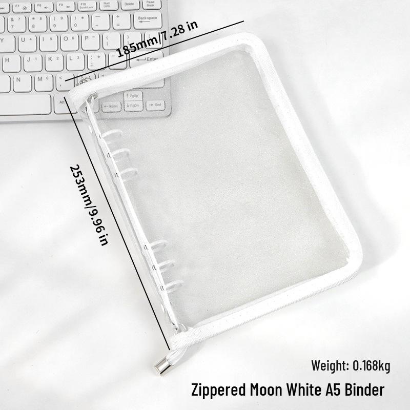 A5 Transparent PVC Ring Binder Notebook Planner, 6-Hole Photo Album with Removable Cover (A6 Compatible)