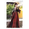 Chinese Song Dynasty Style Hanfu Black And Red Hero Handsome Hanfu Set For Men And Women