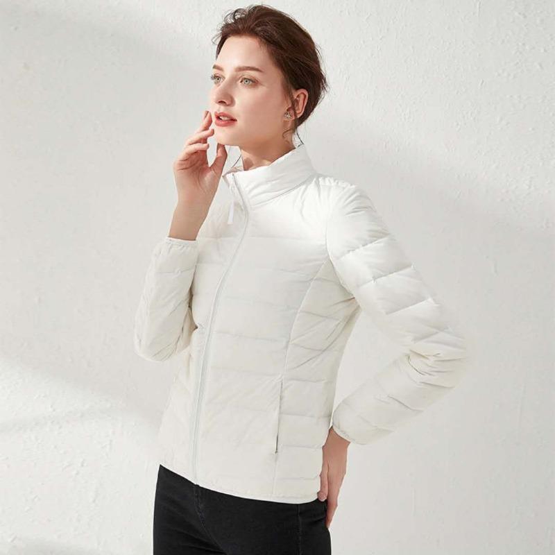 

Autumn and winter down jackets women s light and thin short seamless integrated knitted large-size warm jacket tide S