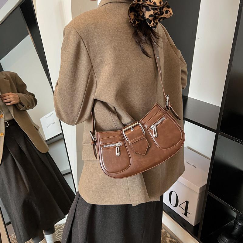 Einfarbige vielseitige Tasche im ausländischen Stil mit hoher Textur, Hand- und Unterarmtasche, 2025 neue Mode Damen Schulter-Umhängetasche