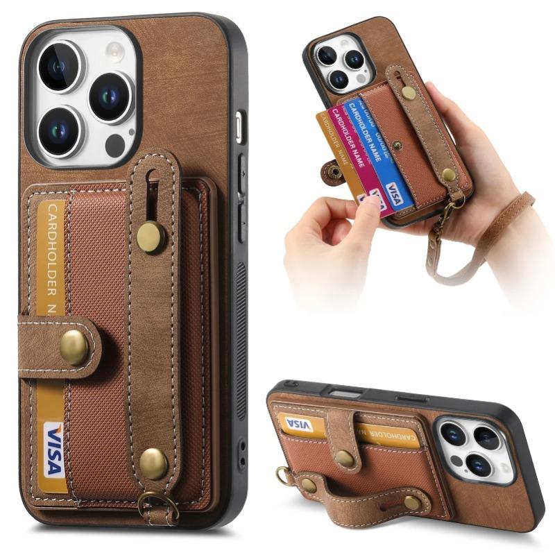 PU Leather Card Slot Stand Case For iPhone 16 Pro Max 15 14 11 Plus XS XR 13 12 Mini Wallet Card Holder Shockproof Cover Lanyard