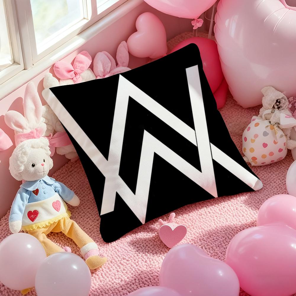 A-Alan Walker Popular Singer Cushion Cover Pattern Printed Pillowcase for Living Room Sofa Cushion Cover & Bedroom Decor
