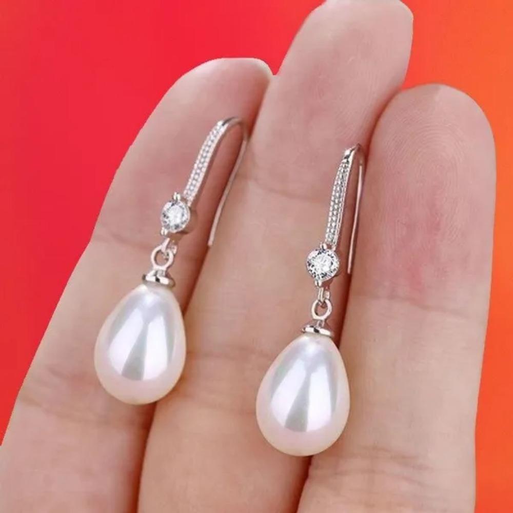 1PAIR Elegant Imitation Pearl Dangle Earrings for Women Bridal Engagement Wedding Drop Earrings Jewelry Gift