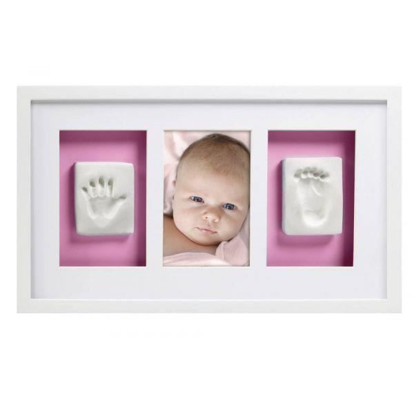 Cadre Mural Empreinte de Bébé - Pearhead - Deluxe - Bois Blanc - Argile Non Toxique - 1 Photo