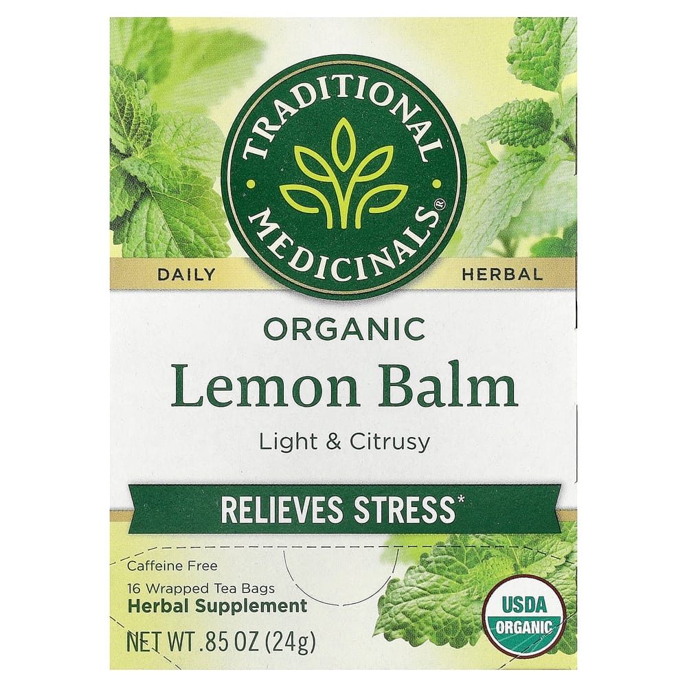 Traditional Medicinals Lemon Balm Caffeine-Free Tea, 16 Tea Bags, 24g (0.85oz)