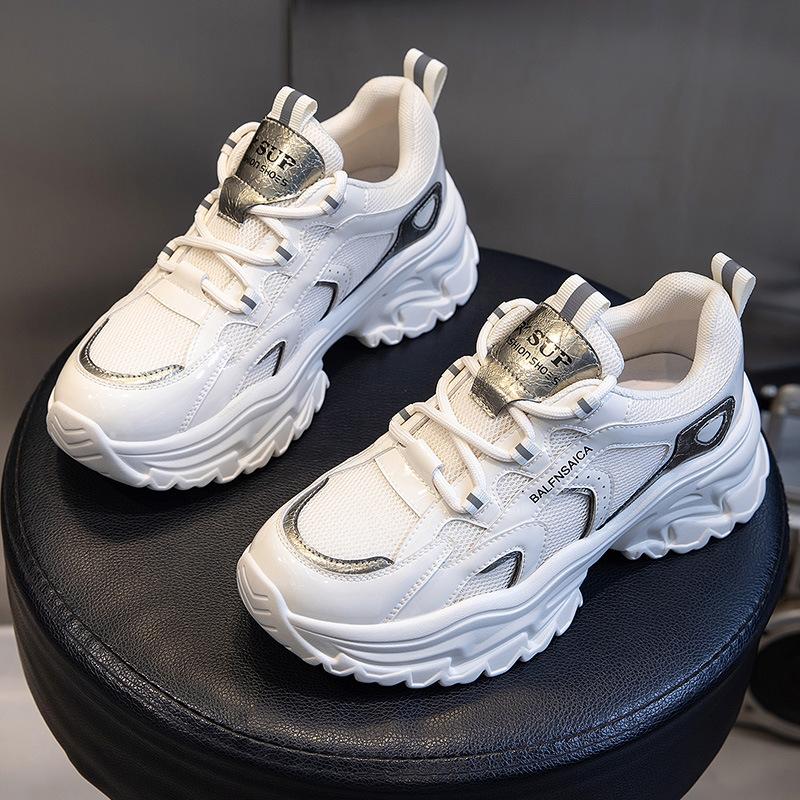 Sneakers women's spring 2025 new casual single shoes thick-soled heightening dad shoes women's running shallow mouth versatile women's shoes