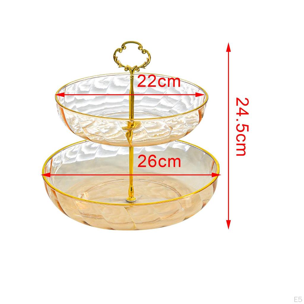 Cake Stand 2 Tier Fruit Snack Plates Dessert Rack with Handle Pastry Holder Serving Tray for Home